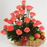 Más información de Arreglo Floral TuttiFrutti de rosas  y frutas